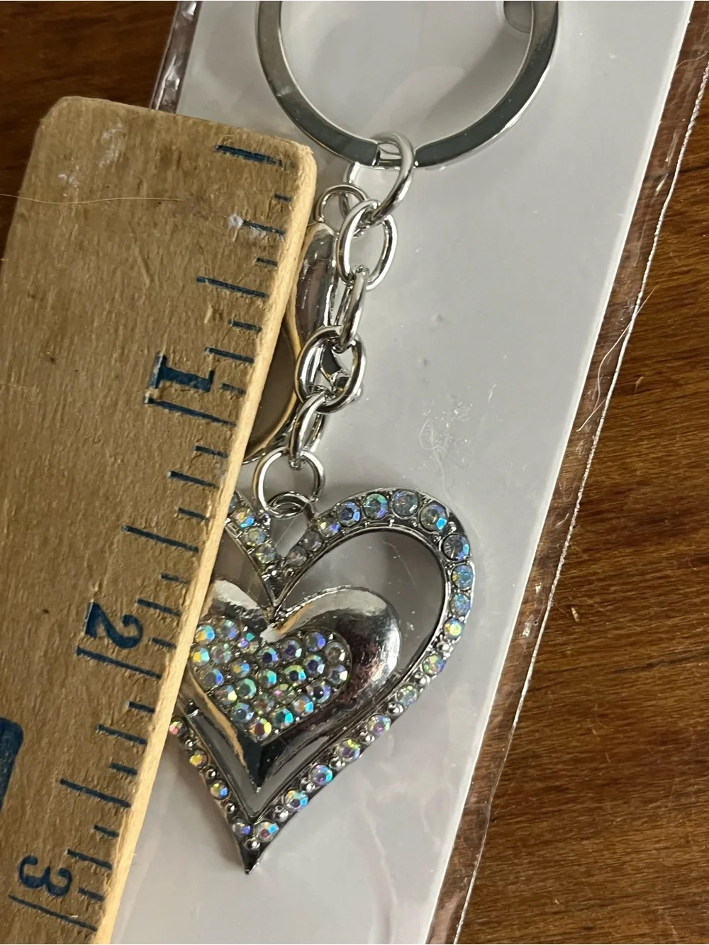 Silver Heart Keychain Bag Charm Keychain Iridescent Rhinestones Crystal Coll